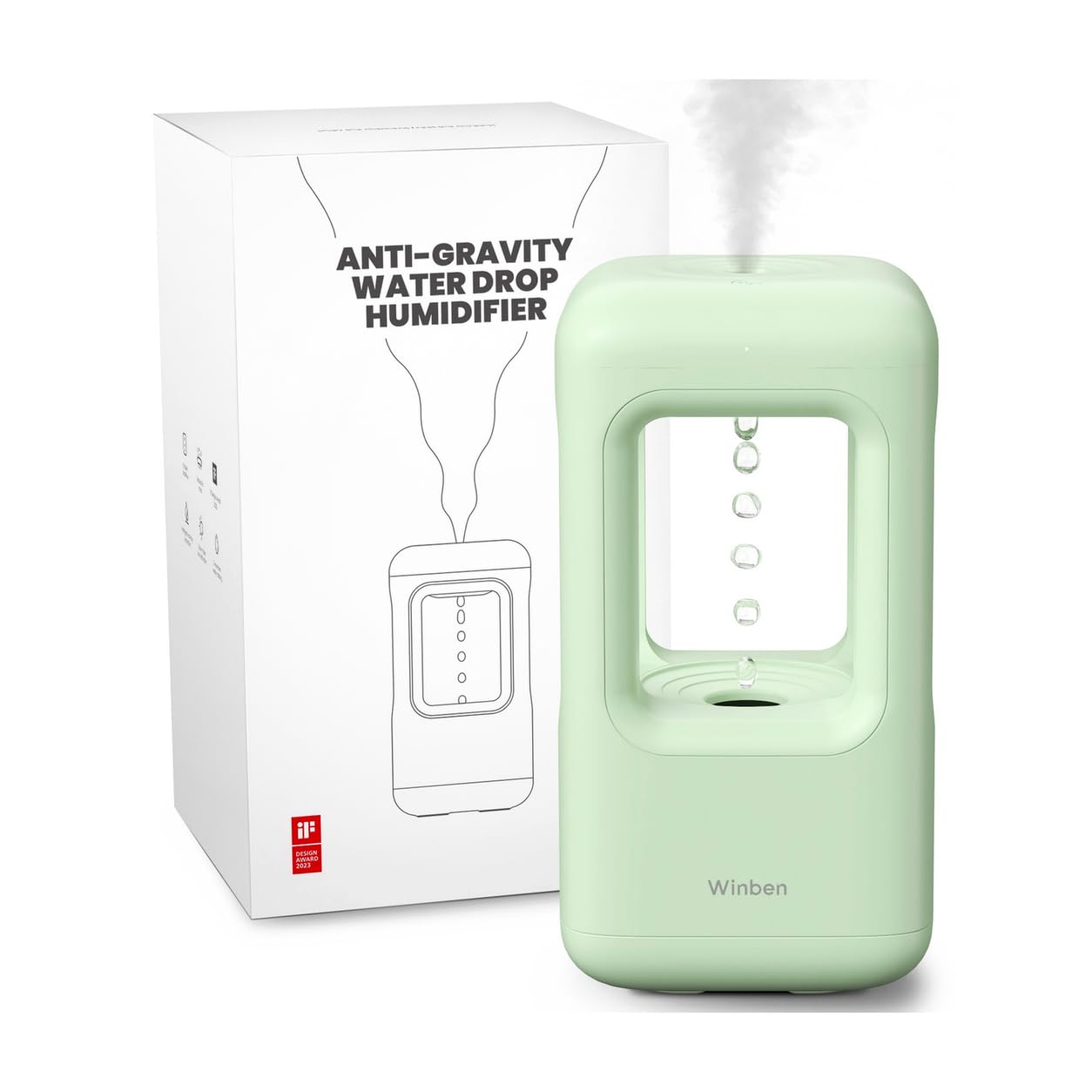 0.6L Mini Anti-Gravity Humidifier, Visual Floating Water Drop Cool Mist Humidifier for Bedroom, Desk & Indoor Plants, Quiet 36dB Night Light, Auto Shut-Off, Unique Gift Idea
