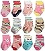 RATIVE Basic Cotton Crew Socks for Unisex Baby Infant Toddler Kids Boys Girls(6-12 Months,12-pairs/black)