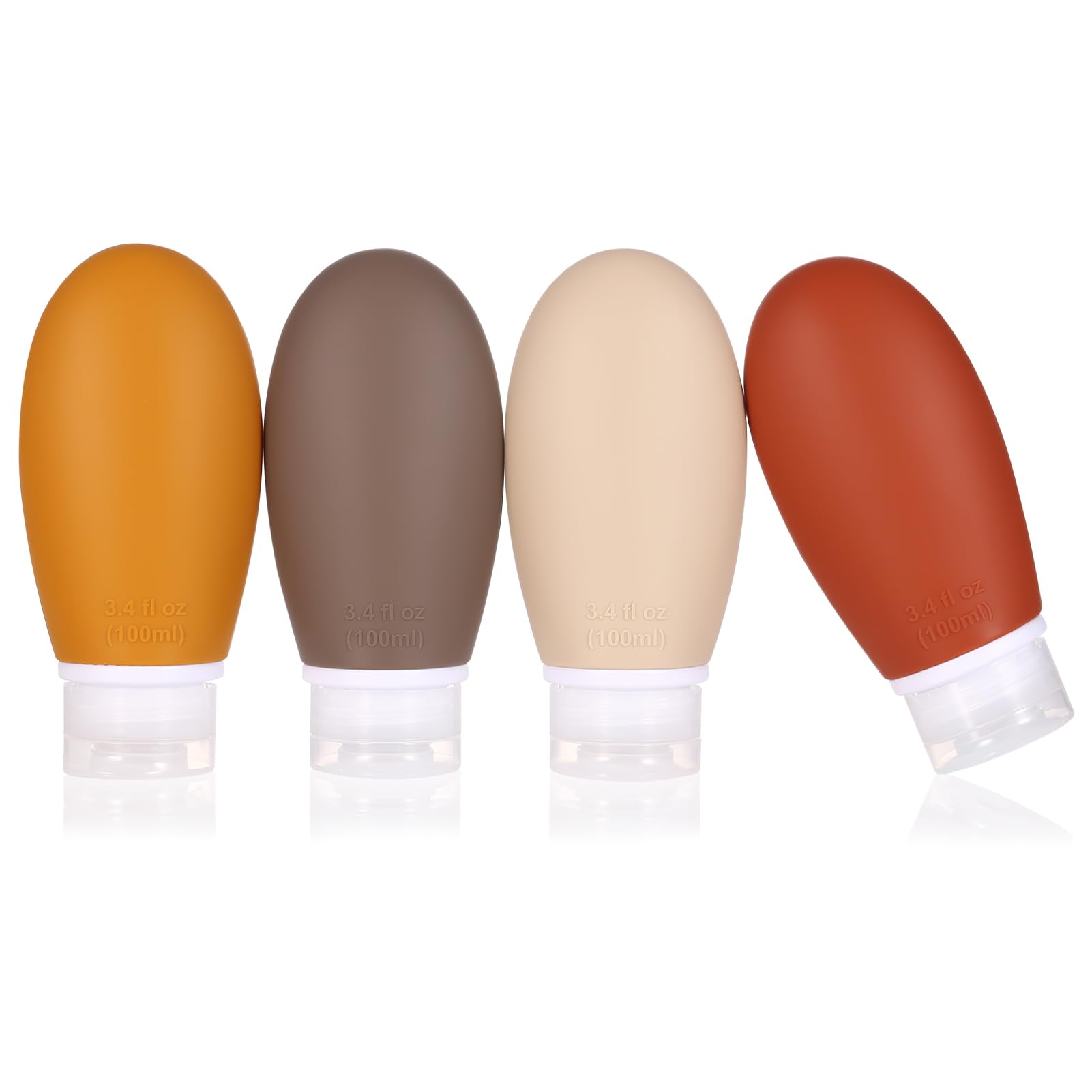 LIYUABU Silicone Travel Bottles,4 Pack 100ml Leak Proof Squeeze Refillable Portable Empty Travel Bottles Accessories Containers for Toiletries Shampoo Conditioner Lotion,BPA Free,TSA Approved