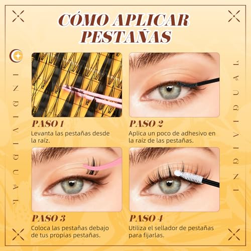 QUEWEL Fairy Pestañas Postizas Kit Invisible Band Pestañas 144PCS Pestañas con Pegamento y Sellador para Lashes, Look Natural con Banda Delgada. Fácil de Usar para Principiantes (YTQP-D)