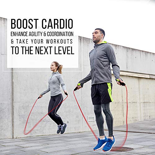 Epitomie PowerSkip Jump Rope with Memory Foam Handles and Weighted Speed Cable - Fire Red - Thumbnail 7