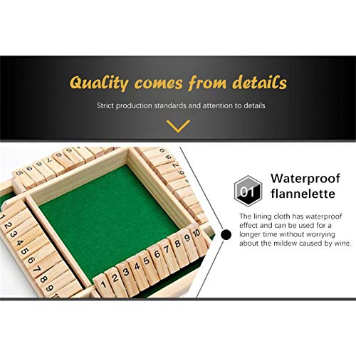 Shut The Box Wooden Box Game,4 Players Wooden Mathematic Traditional