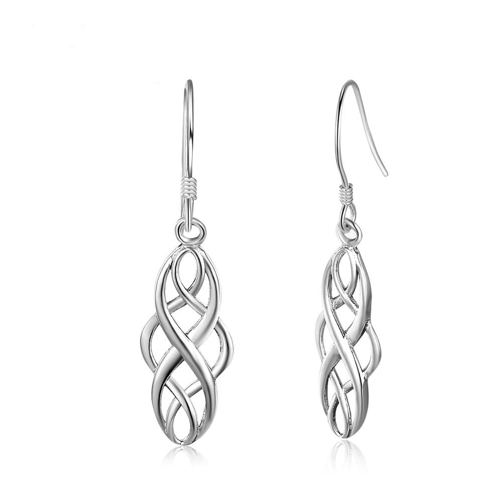 Ladies S925 Silver Drop Earrings Celtic Knot Dangle Earrings for Women comes with Jewellery Box