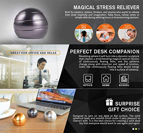 Kinetic Desk Toy Stress Relief Toys Office Executive Toys Metal Fidget Spinner Ball with Optical Illusion for Adults & Kids, Anti Anxiety ADHD Relieve Stress Inspire Inner Creativit