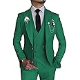 Wangyue Men's 3 Piece Slim Fit Suit Double Breasted Suit Men Formal Suit for Wedding Prom Dinner Party