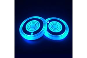LEDCARE LED Car Cup Holder Lights, 7 Colors Changing USB Charging Mat Waterproof Cup Pad, LED Interior Atmosphere Lamp Decoration Light Inside Car Lighting Accessories (2pcs)