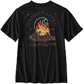 Carhartt Mens Relaxed Fit Lightweight Short-Sleeve Pocket Fire Graphic T-Shirt