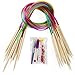 18 Pairs Bamboo Knitting Needles Set, Vancens Circular Wooden Knitting Needles with Colorful Plastic Tube, Small Tools for Weave are Included, 18 Sizes: 2mm - 10mm, 31.5" Length primary