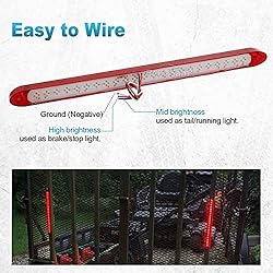 Partsam 2PC Red 17" 23 LED Light Bar Stop Turn Tail