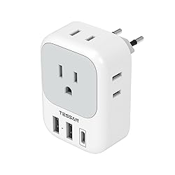 European Travel Plug Adapter USB C, TESSAN