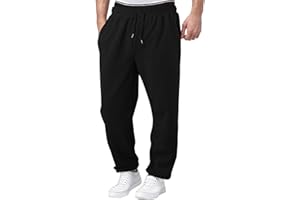 Baggy Sweatpants for Men Fleece Open Bottom Loose Fit Jogger Elastic Waist Athletic Workout Sweat Pants Big and Tall