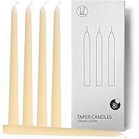 Topsics 12 Pack Ivory Taper Candles, 10 inch Unscented Dripless Candlesticks - 8 Hours Long Burning Candle for Home Decor, We