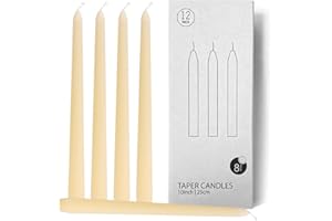 Topsics 12 Pack Ivory Taper Candles, 10 inch Unscented Dripless Candlesticks - 8 Hours Long Burning Candle for Home Decor, We