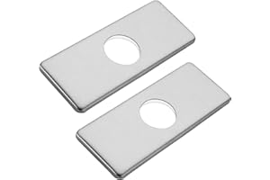 KANFOUAELA 2pcs 6" Hole Cover Deck Plate for Bathroom Vanity Sink, 3-to-1 Bathroom Faucet Escutcheon Plate, Rectangle, Stainless Steel (Brushed Nickel)