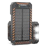 Solar Charger, X-DRAGON 15000mAh Power Bank Portable Dustproof Shockproof Dual USB Solar Panel Battery Charger with Dual Super Bright LED Light for iPhone, Samsung Galaxy and More -Orange