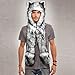 Julvie Faux Fur Full Animal Hood Hoodie Hat 3-in-1 Mittens Scarf Spirit Paws Ears