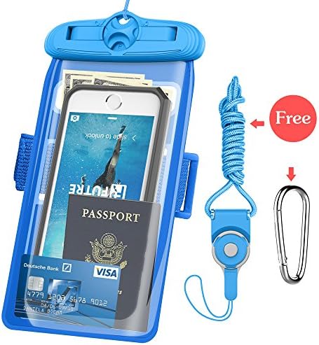 Underwater Case, FUTRE CellPhone Dry Bag Pouch Adjustable Armband for Apple iPhone 7/7Plus 6S 6 SE Samsung Galaxy S8 S8+ S7 S6 Note 5 4 HTC LG Sony Nokia Motorola(Blue-6.3)