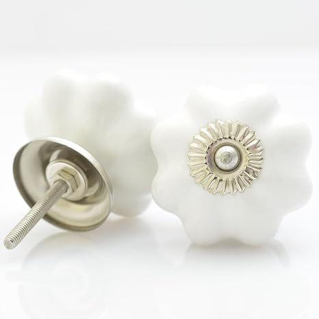 Pack Of 25 White Pumpkin Ceramic Cupboard Cabinet Door Knobs