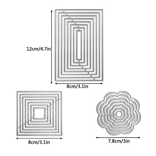 Die Cuts Cutting Dies Metal Square Rectangle Oval Flower Heart Triangle Embossing Stencils Template Mould for Card Scrapbooking and DIY Crafts 6 Set 36 PCS - Thumbnail 2