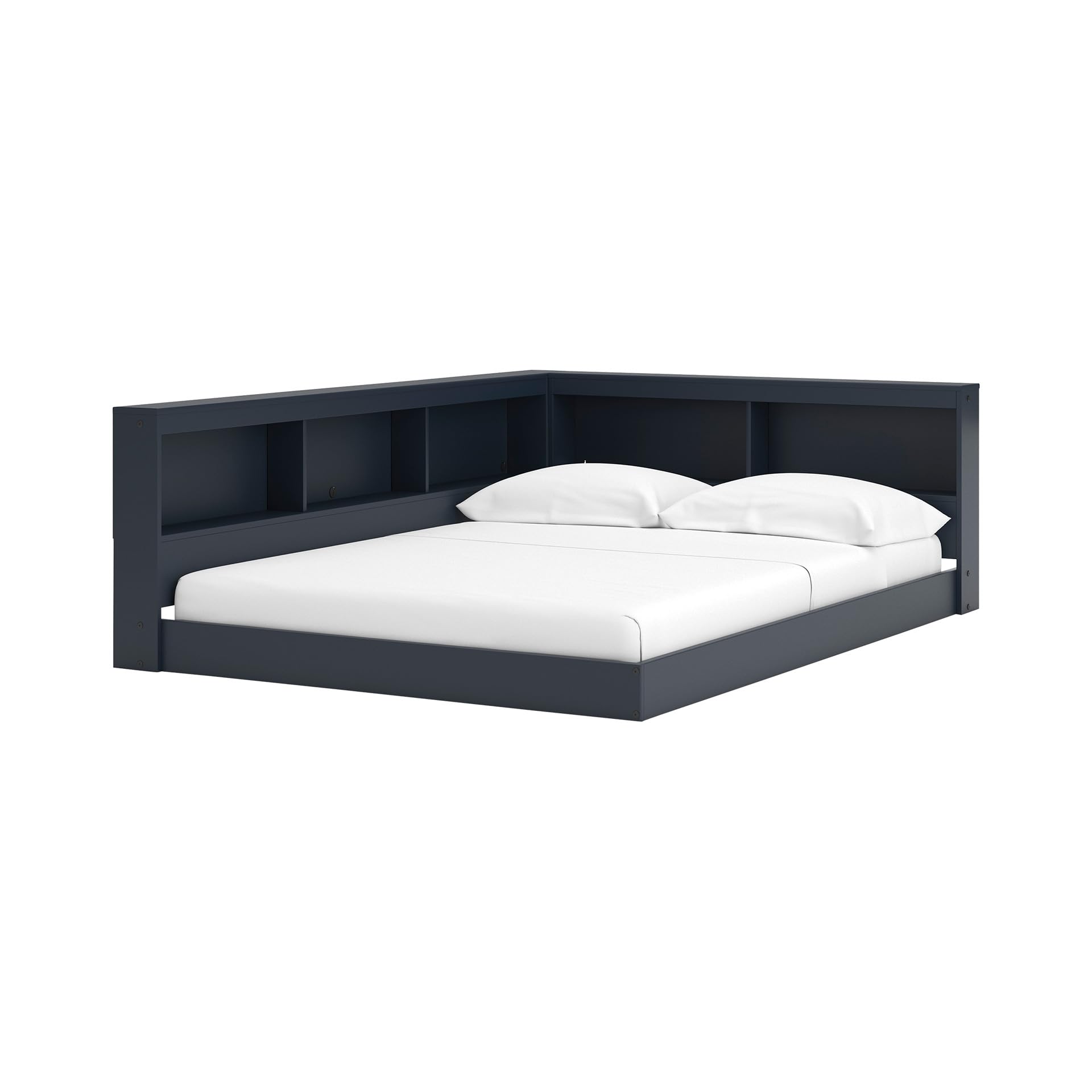 Photo 1 of Signature Design by Ashley Simmenfort Transitional Full Bookcase Storage Floor Bed with USB Ports, Power Cord Included, UL Listed, Wood, Foundation or Box Spring Not Needed, Blue, Navy Blue