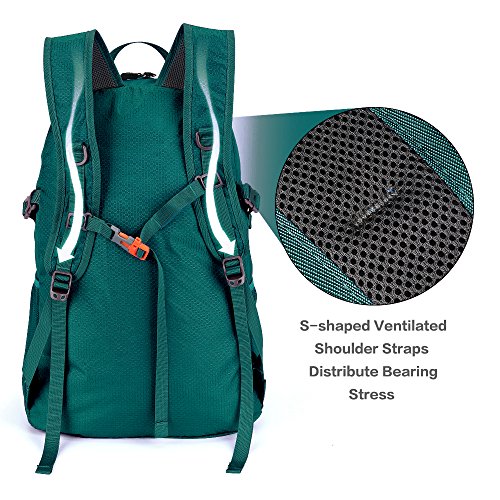 NEEKFOX Lightweight Packable Travel Hiking Backpack Daypack, 35L Foldable Camping Backpack,Ultralight Outdoor Sport Backpack (06.Green)