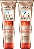 L'Oreal Paris EverSleek Sulfate-Free Keratin Caring Shampoo and Conditioner Set, 8.5 Ounce Tubes