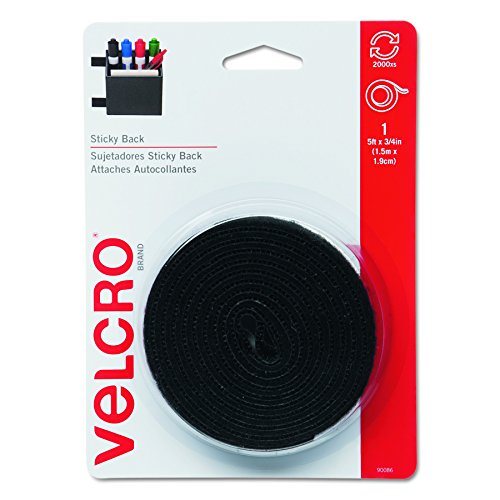 VELCRO Brand - Sticky Back Hook and Loop Fasteners| Perfect for Home or Office |  5ft x 3/4in Roll | Black