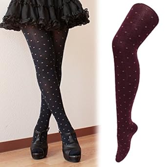 Amazon タイツ 厚手 マチ付きタイツ ドット 水玉柄 シンプル