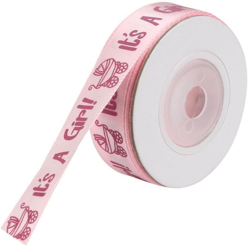 FTXJ 10 Yards It's A Boy/ Girl Fabric Ribbons For Baby Shower Gifts Wrap Craft Decoration (Pink)