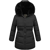 CICVSOC Girl's Winter Long Coat Parka Kids Warm Hooded Puffer Jacket Long-lasting