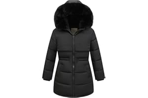 CICVSOC Girl's Winter Long Coat Parka Kids Warm Hooded Puffer Jacket Long-lasting