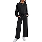 LYANER Women's 2 Piece Long Sleeve Tops Drawstring Wide Leg Long Pants Lounge Tracksuit Sets