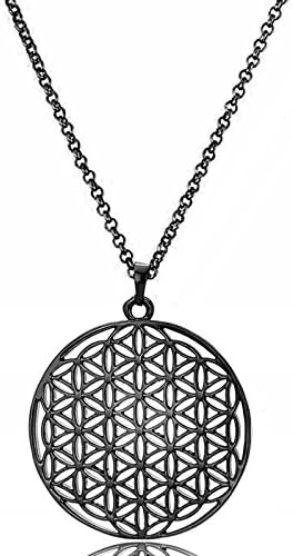 Flower of Life silver necklace, women's silver jewellery with Swarovski® crystal rose gold/black, beautiful gift ideas, stainless steel, by AKKi.