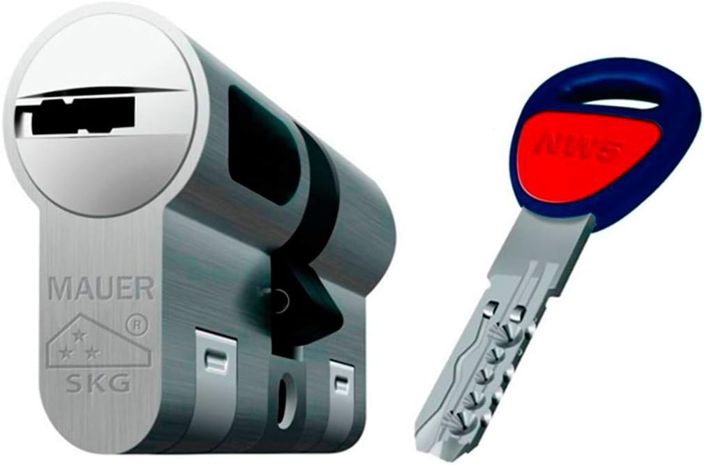 MAUER NW5 Security Cylinder 31 x 31 Colour Nickel Cylinder Reinforced Anti-Break Anti-Bumping Anti-Drill Cam Anti-Extraction Door Lock 5 Keys Security Card