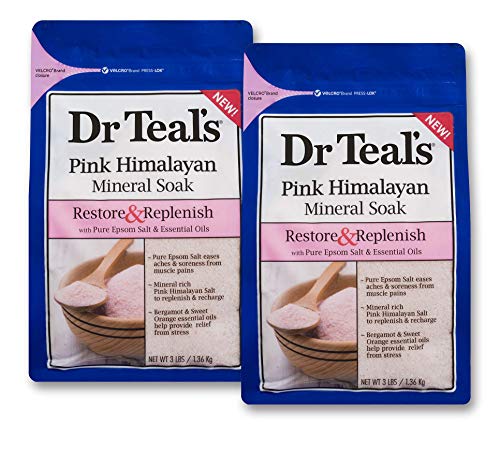 Premium Pack Restore & Replenish Pure Epsom Salt & Essential Oils Pink Himalayan Mineral Soak 48 Oz Dr. Teal’s (Pack of 2)