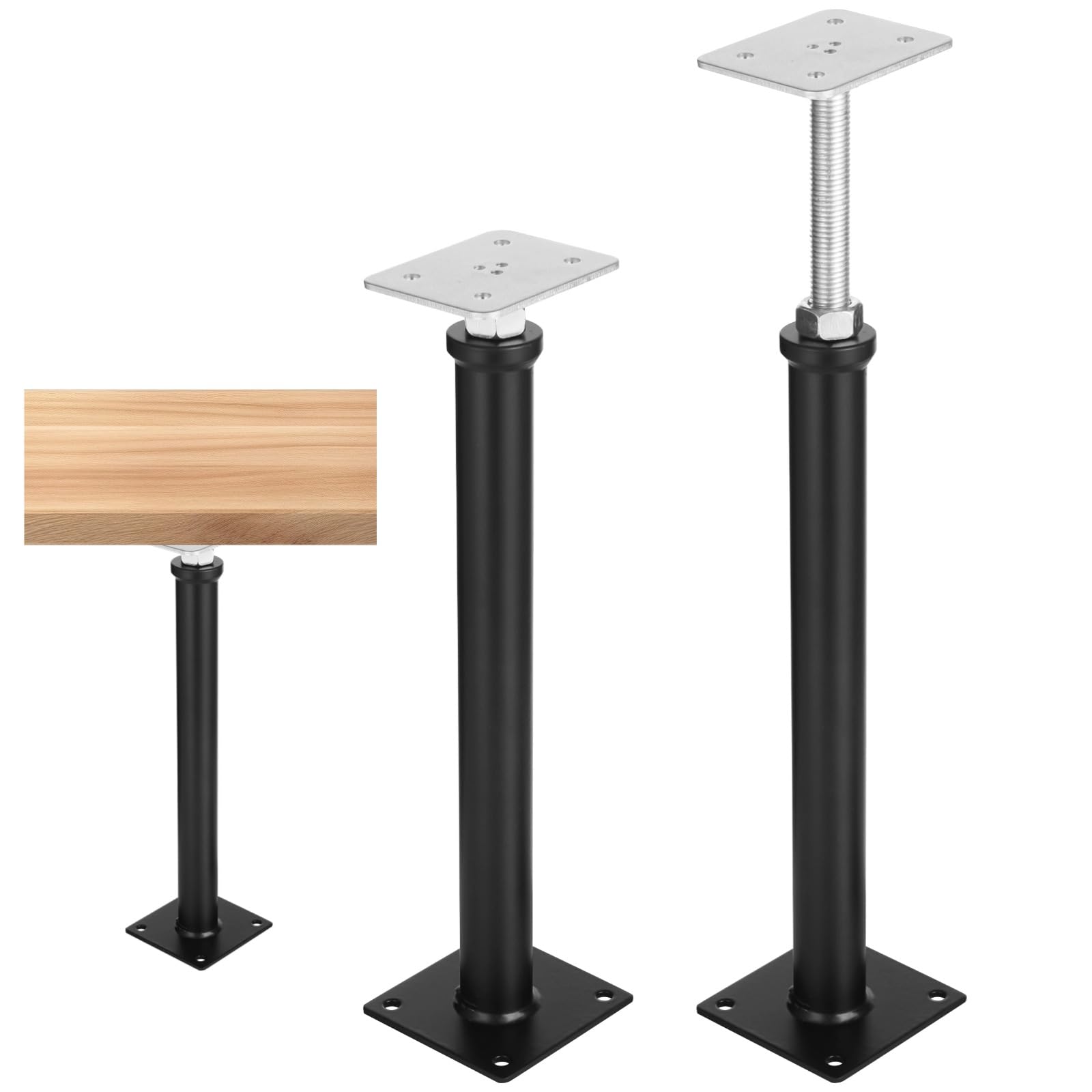 Photo 1 of 2 PCS Adjustable Floor Jacks, Heavy Duty Metal Post Floor Support, 16.5 to 20.5 Inches Mini Screw House Jack, Deck Foundation Lift Support, Level Support Floor Straightener for Balcony Patio Courtyard