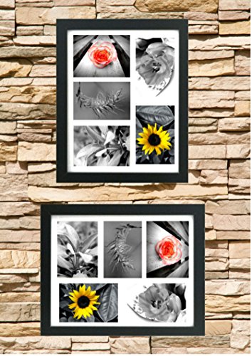 Tasse Verre (2-Pack) Collage Picture Frame 11x14 - Black - Displays Five 4x6 Inch Pictures with Mat and Glass Protection