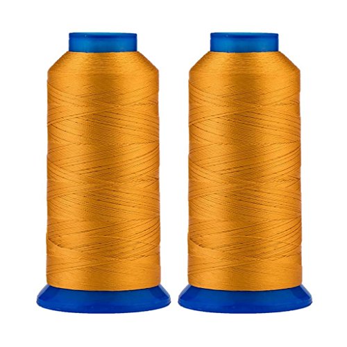 Selric [3000 Yards / 30 Colors Available] Pack of 2 UV Resistant High Strength Polyester Thread #69 T70 Size 210D/3 for Upholstery, Outdoor Market, Drapery, Beading, Purses, Leather (Jeans Yellow)