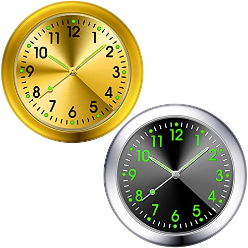 Frienda 2 Pieces Stick on Dashboard Car Clock Mini