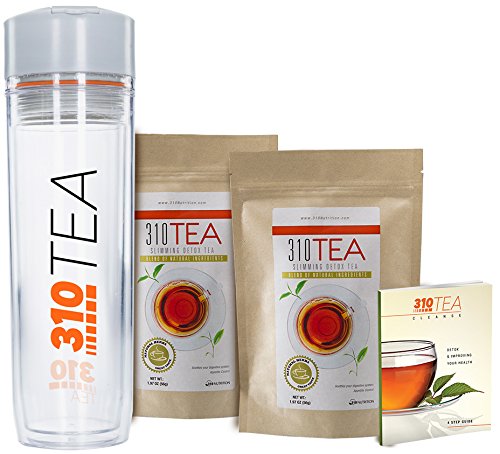 Detox Tea, 28 Servings 2 Pack | 310 Tea Fights Bloating and Appetite Suppressant, Increases Metabolism | Organic Green Tea With Yerba Mate, Guarana, Ginger, and Many More | Free Tea Tumbler and eBook