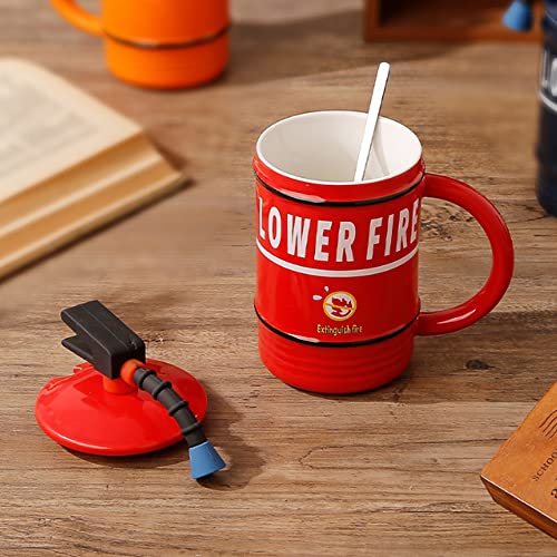 Oidium Creative Ceramic Mug, Shaped Like a Small Fire Extinguisher,Funny Mugs For Her,Gift for Friends,Her, Wife, Mom, Daughter, Sister, Aunt,Ceramic Coffee Cups 16oz (Red)