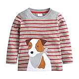 HUAER& Baby Boys Cotton Long Sleeve T Shirt Cartoon Dog Dinosaur Rocket Print Tops
