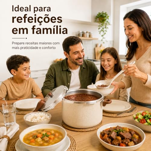 Panela de Pressão Indução Brinox Ceramic Life Pressure 6,8L Ø24cm Vanilla + Concha Silicone Flex 28cm | Antiaderente Cerâmico