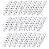 Hyperikon T8 T10 T12 LED Light Tube 4FT, 18W (40W-50W Equiv.), Dual-End Powered, Ballast Bypass, F48T8 Fluorescent Replacement, 2220 Lumens, 4000K, Frosted, Garage, Warehouse, Shop Light - 24 Pack