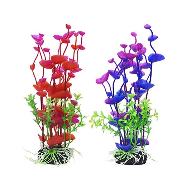UEETEK 2 Pz Artificiale Pianta Subacquea Erba di Mare Pianta finta Decorativo Ornamento Acquario per Acquario (Viola e…