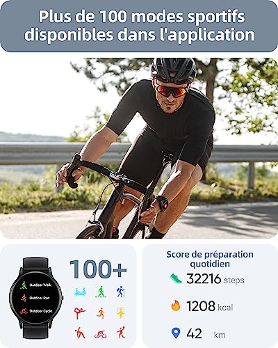 Parsonver Men's Women's Smart Watch with Bluetooth Calls, Sports Watch with 100+ Sports, IP68 Waterproof, Sleep Monitor, Heart Rate Monitor, Pedometer, Smartwatch for Android iOS, SPROD1, Black