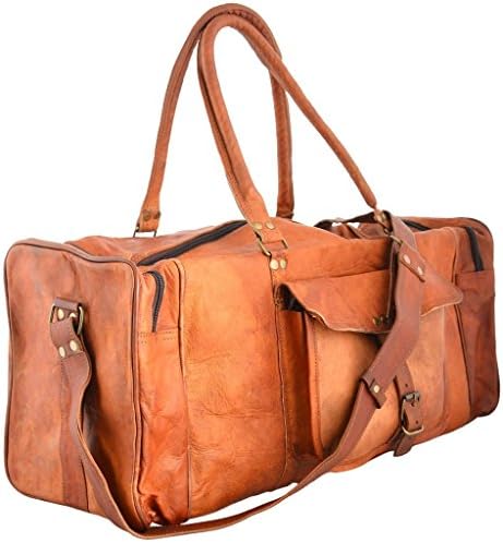 Messenger of Leather Vintage gym Travel Bag for Men and for Women 22"x11"x10"