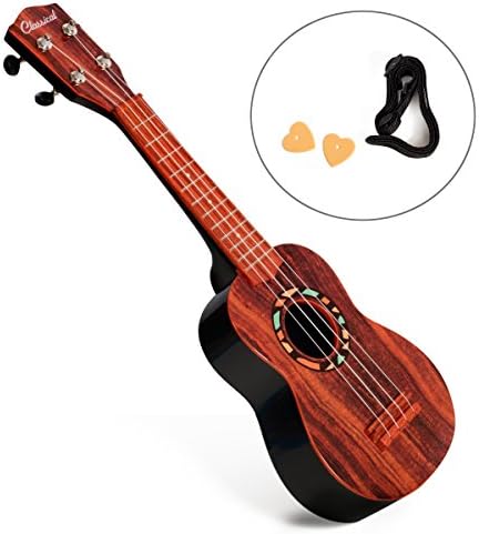 First Note USA Kids Toy Classical Ukulele Guitar Musical Instrument, Light Weight Faux Wood Ukulele for Kids, 21" Brown