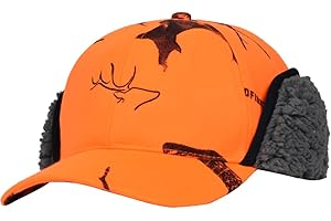 EDTREK Windproof and Waterproof Winter Hat with Sherpa Lined Ear Flap - Ultra Performance Blaze Orange and Camo Hunting Hat