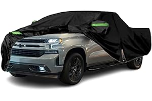 Qnmittry Waterproof Car Covers Compatible with 2018-2024 Chevrolet Chevy Silverado, All Weather Custom-fit Car Cover with Zipper Door for Rain Snowproof UV Windproof Protection